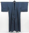 Photo1: 4124T02z890 Vintage Japanese Kimono Silk Men's   Dark navy (1)