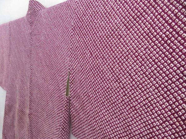 Photo1: 4124T04z370 Vintage Japanese Kimono Silk SHIBORI HAORI  Dull purple (1)