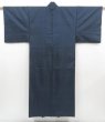 Photo1: 4124T09z840  Vintage Japanese Kimono Silk Men's  Oshima Dark navy (1)