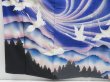 Photo6: 4128T02z1280  Japanese Kimono Silk FURISODE Flying crane Dark lavender blue (6)