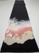 Photo5: 4E02z100  Japanese Kimono Silk  FABRIC Crane Black 69.3x14.6 (5)