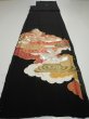 Photo5: 4J01z140 Vintage Japanese Kimono Silk  FABRIC Crane Black 58.3x18.1 (5)