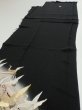 Photo4: 4J01z150  Japanese Kimono Silk  FABRIC Flying crane Black 61.4x17.3 (4)