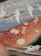 Photo2: 4J02z100  Japanese Kimono Silk  FABRIC Flying crane Black 66.9x14.0 (2)