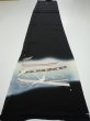 Photo5: 4J04z100  Japanese Kimono Silk  FABRIC Flying crane Black 67.7x14.2 (5)