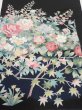 Photo1: 4K03z110  Japanese Kimono Silk  FABRIC  Black 68.5x14.4 (1)