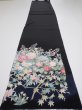 Photo5: 4K03z110  Japanese Kimono Silk  FABRIC  Black 68.5x14.4 (5)