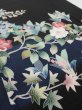 Photo2: 4K04z110  Japanese Kimono Silk  FABRIC  Black 66.9x14.6 (2)