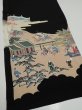 Photo2: 4K02z100  Japanese Kimono Silk  FABRIC Heian era Black 65.4x14.0 (2)