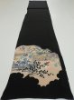 Photo5: 4K03z100  Japanese Kimono Silk  FABRIC Heian era Black 65.4x14.0 (5)