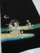 Photo3: 4K04z100  Japanese Kimono Silk  FABRIC  Black 66.5x14.6 (3)