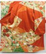 Photo1: 4129T01z1190 Vintage Japanese Kimono Silk FURISODE Chrysanthemum Dark orange (1)