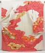 Photo1: 4129T03z990 Vintage Japanese Kimono Silk FURISODE Peony Red (1)