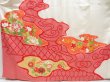 Photo5: 4129T03z990 Vintage Japanese Kimono Silk FURISODE Peony Red (5)