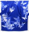 Photo1: 4129T06z1190  Japanese Kimono Silk FURISODE Butterfly Oriental blue (1)