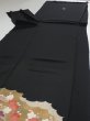 Photo6: 4F01z150  Japanese Kimono Silk  FABRIC Crane, Flowers Black 61.4x18.1 (6)