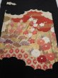 Photo1: 4F04z100  Japanese Kimono Silk  FABRIC Pine, Flowers Black 68.5x14.0 (1)