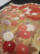 Photo3: 4F04z100  Japanese Kimono Silk  FABRIC Pine, Flowers Black 68.5x14.0 (3)