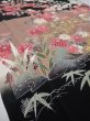 Photo2: 4F02z100  Japanese Kimono Silk  FABRIC Mandarin duck Black 67.7x14.6 (2)