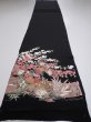 Photo5: 4F03z100  Japanese Kimono Silk  FABRIC Plum blossom Black 67.7x14.6 (5)