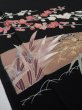 Photo2: 4F04z100  Japanese Kimono Silk  FABRIC Plum branch Black 68.5x14.6 (2)