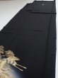 Photo5: 4G01z160  Japanese Kimono Silk  FABRIC Crane, Stream Black 63.8x18.7 (5)