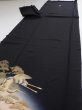 Photo6: 4G01z160  Japanese Kimono Silk  FABRIC Crane, Stream Black 63.8x18.7 (6)