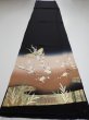 Photo5: 4G03z110  Japanese Kimono Silk  FABRIC Crane Black 67.7x14.6 (5)