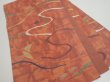 Photo1: 4206i12z440 Vintage Japanese Kimono Silk FUKURO OBI  Dark salmon 173.2x12.2 (1)