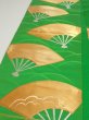 Photo4: 4206i04z800 Vintage Japanese Kimono Silk FUKURO OBI Folding fan Green 159.1x12.3 (4)