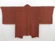 Photo1: 4207T02z470 Vintage Japanese Kimono Silk HAORI Flower Red-Brown (1)