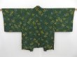 Photo1: 4207T03z540 Vintage Japanese Kimono Silk HAORI Flower Dark green (1)