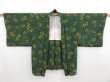 Photo4: 4207T03z540 Vintage Japanese Kimono Silk HAORI Flower Dark green (4)