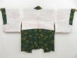 Photo5: 4207T03z540 Vintage Japanese Kimono Silk HAORI Flower Dark green (5)