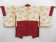 Photo6: 4207T07z640 Vintage Japanese Kimono Silk HAORI Flower Dark red (6)