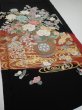 Photo2: 4G01z140  Japanese Kimono Silk  FABRIC Flower arrangement Black 63.0x19.1 (2)