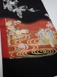 Photo2: 4G02z100  Japanese Kimono Silk  FABRIC Flowers Black 71.7x14.8 (2)