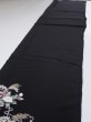 Photo3: 4G02z100  Japanese Kimono Silk  FABRIC Flowers Black 71.7x14.8 (3)