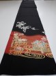 Photo4: 4G02z100  Japanese Kimono Silk  FABRIC Flowers Black 71.7x14.8 (4)