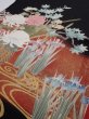 Photo4: 4G03z100  Japanese Kimono Silk  FABRIC Flowers Black 70.1x14.8 (4)