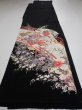 Photo6: 4L01z140  Japanese Kimono Silk  FABRIC Folding fan Black 59.8x17.9 (6)