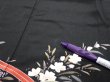 Photo7: 4L01z140  Japanese Kimono Silk  FABRIC Folding fan Black 59.8x17.9 (7)