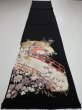 Photo4: 4L03z100  Japanese Kimono Silk  FABRIC Folding fan Black 66.1x14.2 (4)