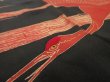 Photo4: 4L01z250 Vintage Japanese Kimono Silk  FABRIC Crane Black 58.3x29.5 (4)