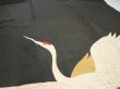 Photo9: 4L01z250 Vintage Japanese Kimono Silk  FABRIC Crane Black 58.3x29.5 (9)