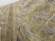 Photo2: 4211T04z760 Vintage Japanese Kimono Silk TSUMUGI Kikko Yellow ochre (2)