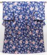 Photo1: 4211T09z910  Japanese Kimono Silk KOMON Flower Royal blue (1)