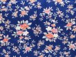 Photo5: 4211T09z910  Japanese Kimono Silk KOMON Flower Royal blue (5)