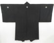 Photo3: 4213T02z750 Vintage Japanese Kimono Silk Men's HAORI Temple Black (3)