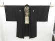 Photo4: 4213T02z750 Vintage Japanese Kimono Silk Men's HAORI Temple Black (4)